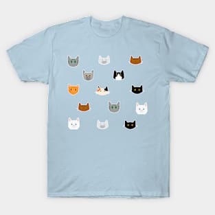 Cute Cats Pattern Calico, Tabby, Tuxedo, Ginger and Others T-Shirt